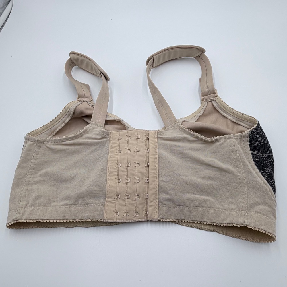 Elila 1505 Jacquard Wireless Posture Bra Beige Black‎ Floral 36H